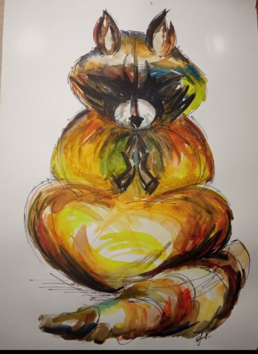 Tekening getiteld "Намастэ" door Dhanprit, Origineel Kunstwerk, Aquarel