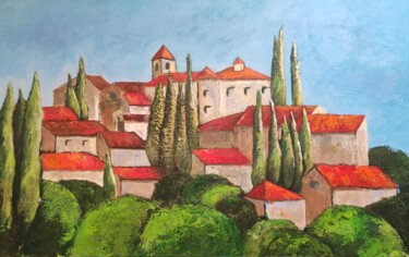 Pittura intitolato "Vacqueyras - Villag…" da Marie Therese Combe, Opera d'arte originale, Acrilico Montato su Telaio per bar…