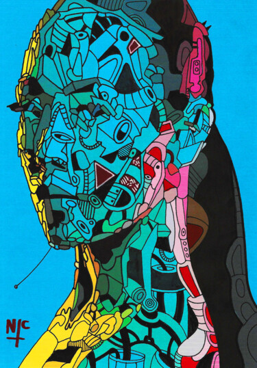 ORIENTAL DROID Disegno intitolato "ORIENTAL DROID" da Nicholas Price, Opera d'arte originale, Inchiostro