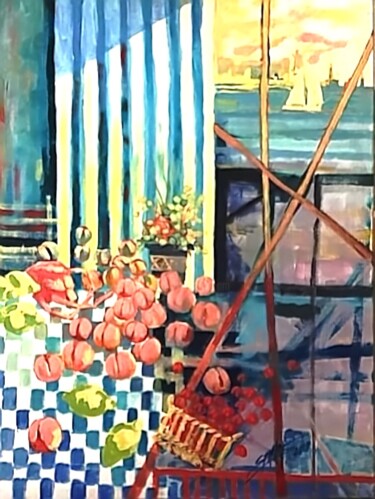 绘画 标题为“Marché près du port” 由Christophe Duflaut, 原创艺术品, 丙烯 安装在木质担架架上