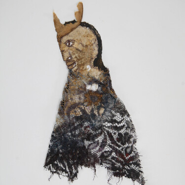 Collages titled "Sourcier" by Véronique Attia, Original Artwork, Fabric Mounted on Other rigid panel