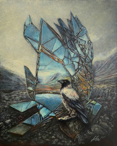 Silent Watcher Beyond the Glass 「Silent Watcher Beyo…」というタイトルの絵画 Alla Ostrovskyによって, オリジナルのアートワーク, アクリル