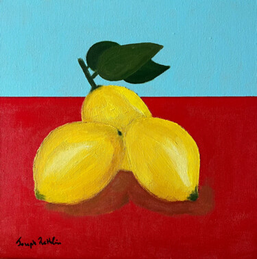 Pittura intitolato "3 lemons" da Joseph Rethlin, Opera d'arte originale, Acrilico Montato su Telaio per barella in legno