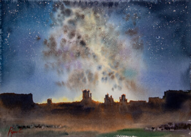 제목이 "Galaxy and Monument…"인 미술작품 Eugene Popov로, 원작, 수채화