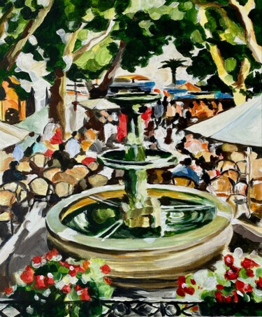 Peinture intitulée "Bandol, la fontaine…" par Pascal Brachet, Œuvre d'art originale, Acrylique