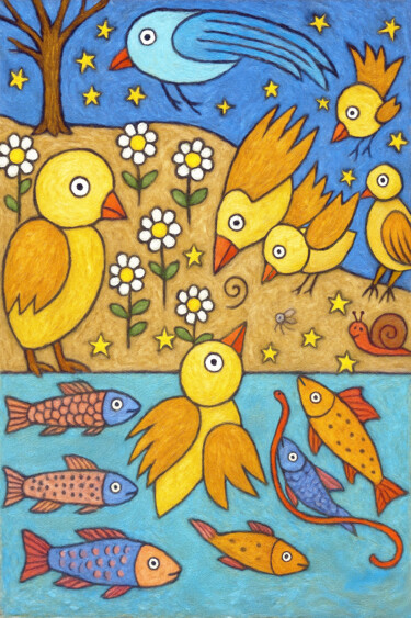 Digital Arts με τίτλο "Composition oiseaux…" από Pacôme Coquet, Αυθεντικά έργα τέχνης, Εικόνα που δημιουργήθηκε με AI Τοποθε…