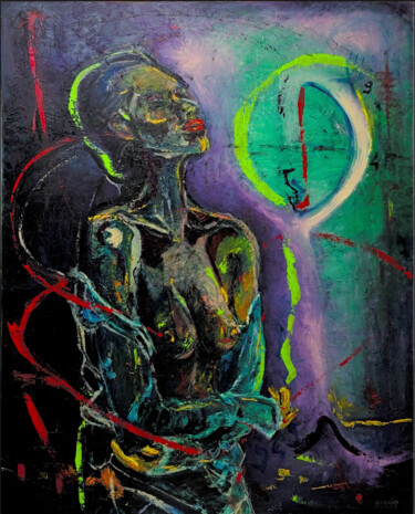Painting titled "Pulse of the Inner…" by Condrache, Original Artwork, Oil Mounted on Wood Stretcher frame