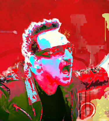 pop art célébrité 30-Bono u2 Arte digitale intitolato "pop art célébrité 3…" da Yank, Opera d'arte originale, Collage digitale Montato su Telaio per bare…