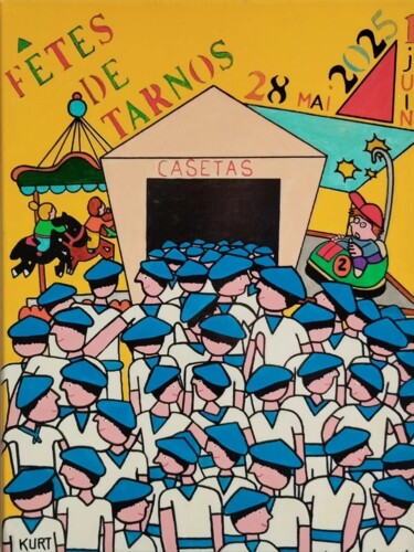 Tableau naif acrylique Fêtes de Tarnos 2025 "Tableau naif acryli…" başlıklı Tablo Didier Dordeins tarafından, Orijinal sanat, Akrilik Ahşap Sedye çerçevesi üzerine mont…