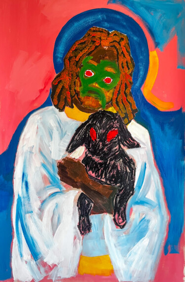 Painting titled "Savior" by Jaurès Goké, Original Artwork, Acrylic