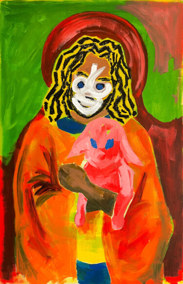Malerei mit dem Titel "Savior 2" von Jaurès Goké, Original-Kunstwerk, Acryl