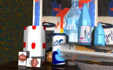 La baleine et les rothmans rouges Digitale Kunst getiteld "La baleine et les r…" door Patrick Fraysse, Origineel Kunstwerk, 3D-modellering