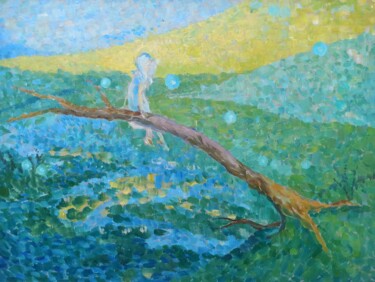 Spirit of a girl over the lake Schilderij getiteld "Spirit of a girl ov…" door Shaliko Saghatelyan, Origineel Kunstwerk, Olie