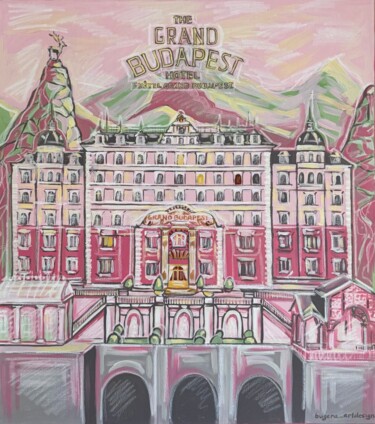 A painting based on the film The Grand Budapest Hotel in pin "A painting based on…" başlıklı Tablo Anna Bugera tarafından, Orijinal sanat, Akrilik Ahşap Sedye çerçevesi üzerine monte ed…
