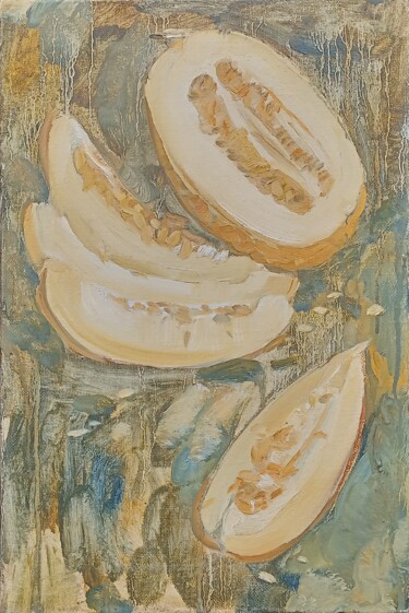 Taste of Melon Pittura intitolato "Taste of Melon" da Olena Mishyna, Opera d'arte originale, Olio Montato su Telaio per barella in legno