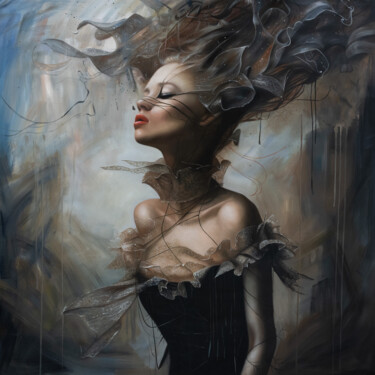 Schilderij getiteld "Majestic Reverie" door Jehan Legac, Origineel Kunstwerk, Olie Gemonteerd op Frame voor houten brancard