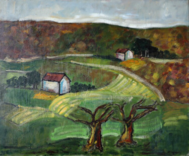 Zelaia Schilderij getiteld "Zelaia" door Mañoli Zapirain, Origineel Kunstwerk, Olie Gemonteerd op Frame voor houten brancard