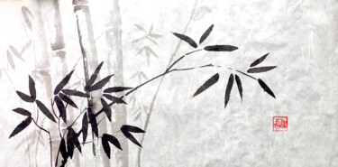 Rysunek zatytułowany „bamboos sur papier…” autorstwa Péchane, Oryginalna praca, Akwarela