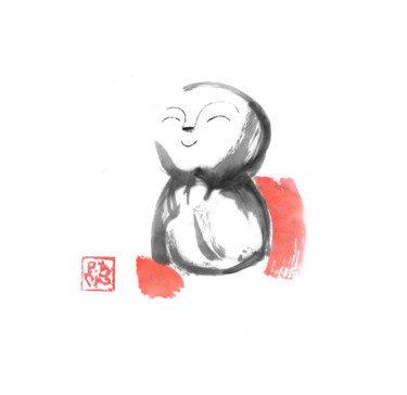 "jizo red sur papier…" başlıklı Resim Péchane tarafından, Orijinal sanat, Suluboya