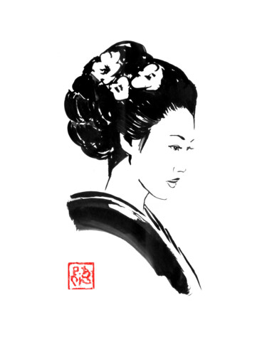 "jolie geisha" başlıklı Resim Péchane tarafından, Orijinal sanat, Suluboya