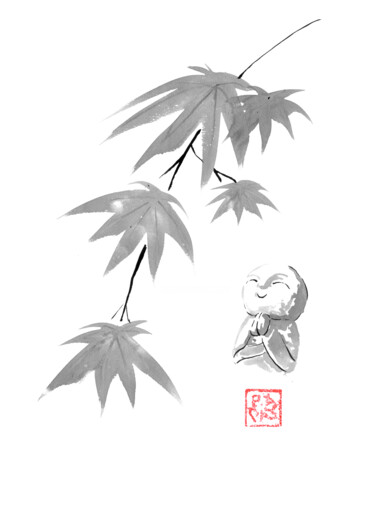 Rysunek zatytułowany „maple jizo” autorstwa Péchane, Oryginalna praca, Akwarela