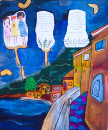 Peinture intitulée "Bord de mer" par Chrystelle Ragot, Œuvre d'art originale, Gouache