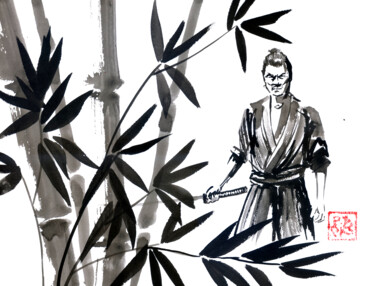 图画 标题为“samurai in the fore…” 由Péchane, 原创艺术品, 水彩