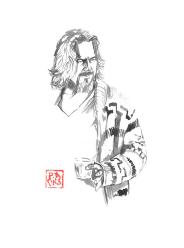 "the dude drinking" başlıklı Resim Péchane tarafından, Orijinal sanat, Suluboya