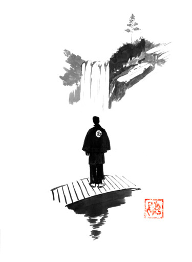 "yakuza meditating" başlıklı Resim Péchane tarafından, Orijinal sanat, Suluboya