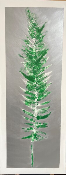 Malerei mit dem Titel "Папоротник" von Ulia Zaklikovskaa, Original-Kunstwerk, Acryl Auf Holzplatte montiert