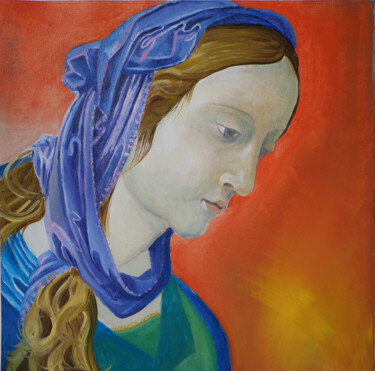 Schilderij getiteld "Portrait de la rena…" door Jean-Marc Quilichini, Origineel Kunstwerk, Olie