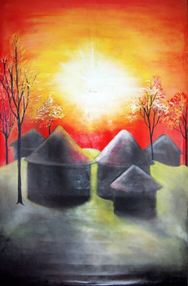 Pintura intitulada "Sahel Cameroun" por Guy Roger Billa, Obras de arte originais, Acrílico Montado em Armação em madeira