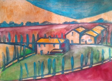 绘画 标题为“Italian hills” 由Alexey Zhucovsky, 原创艺术品, 水彩