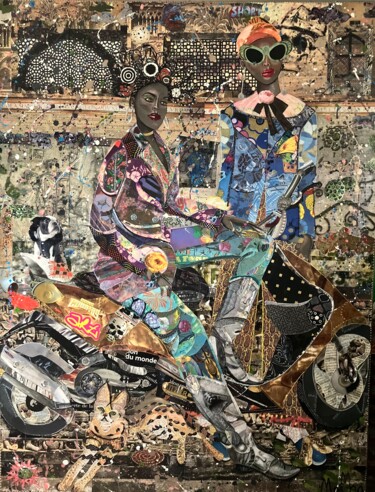 "Brigitte, Ava and Y…" başlıklı Kolaj Moira Mcainsh tarafından, Orijinal sanat, Akrilik Ahşap Sedye çerçevesi üzerine monte…