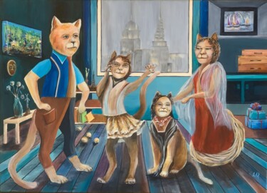 Pittura intitolato "UNE FAMILLE HEUREUSE" da Luna Quere, Opera d'arte originale, Acrilico Montato su Telaio per barella in l…