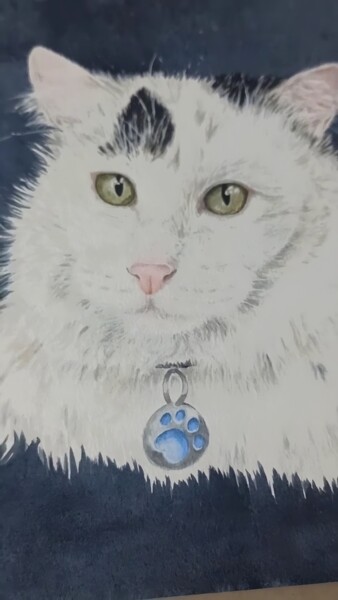 제목이 "Gato Elegante"인 미술작품 Genifer Díaz Rojas로, 원작, 수채화