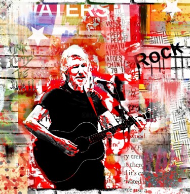 Digitale Kunst getiteld "pop art célébrité 3…" door Yank, Origineel Kunstwerk, Digitale collage Gemonteerd op Frame voor hou…
