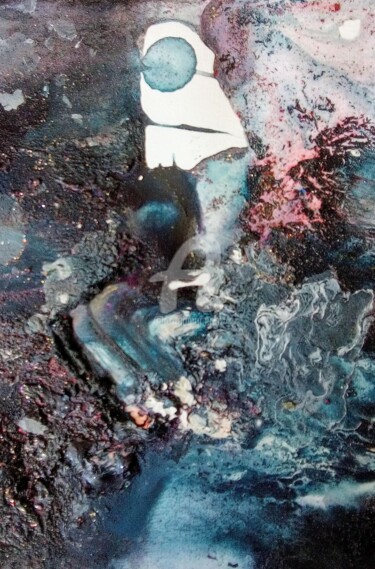 Painting titled ""J'ENGLOUTIS TOUT"" by Paula Clemence, Original Artwork, Lacquer Mounted on Wood Stretcher frame