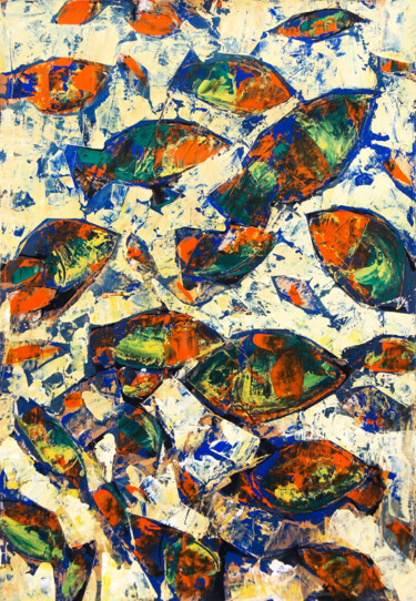 Japanese Fish Painting-GYOTAKU Painting titled "Japanese Fish Paint…" by Artist Gurdish Pannu Punjabi Painting Gallery, Original Artwork, Acrylic