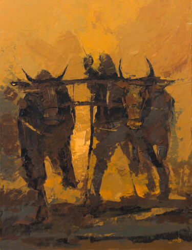 Hall Vahonda Vdde Tarhke Da- Punjabi Farmer Painting Painting titled "Hall Vahonda Vdde T…" by Artist Gurdish Pannu Punjabi Painting Gallery, Original Artwork, Acrylic