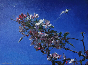 Painting titled "May 2022" by Anatoly Varvarov, Original Artwork, Oil Mounted on Wood Stretcher frame