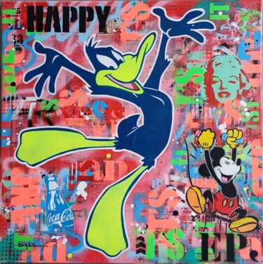 Pittura intitolato "Happy" da Philippe Euger, Opera d'arte originale, Spray