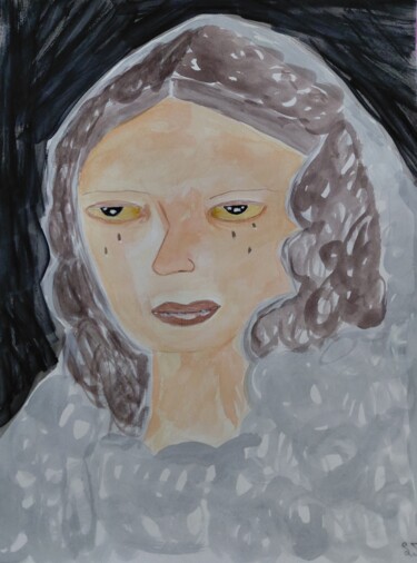 Schilderij getiteld "La Sainte Vierge Ma…" door Lourdes M, Origineel Kunstwerk, Aquarel