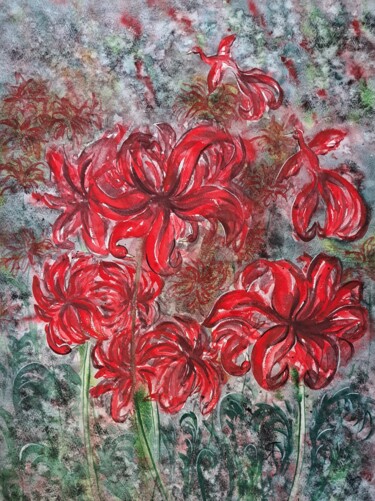 Schilderij getiteld "Petals of wings" door Yana Bila, Origineel Kunstwerk, Aquarel