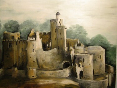 Schilderij getiteld "Bonaguil - la forte…" door Lidia Marinova, Origineel Kunstwerk, Olie Gemonteerd op Frame voor houten br…