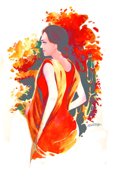 The Waiting-Figurative Watercolor Картина под названием "The Waiting-Figurat…" - Artist Gurdish Pannu Punjabi Painting Gallery, Подлинное произведение искусст…