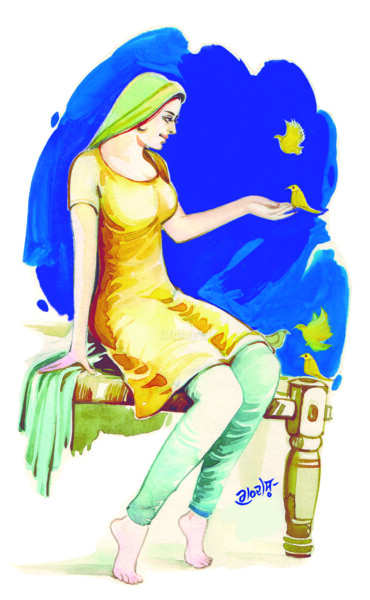绘画 标题为“Jind Mahi-The Punja…” 由Artist Gurdish Pannu Punjabi Painting Gallery, 原创艺术品, 丙烯