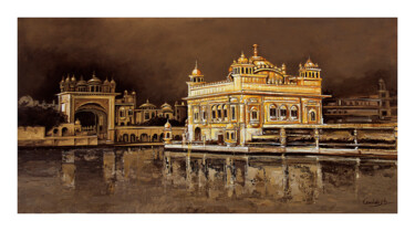 绘画 标题为“Sri Harmandir Sahib…” 由Artist Gurdish Pannu Punjabi Painting Gallery, 原创艺术品, 丙烯