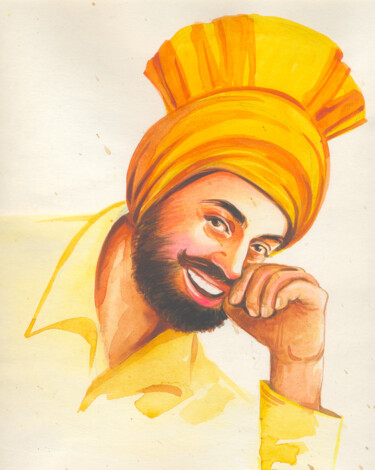 Punjabi Jatt Gabru-Vaisakhi Festival Painting Schilderij getiteld "Punjabi Jatt Gabru-…" door Artist Gurdish Pannu Punjabi Painting Gallery, Origineel Kunstwerk, Acryl