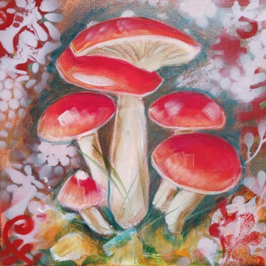 Mushroom - M2 Ζωγραφική με τίτλο "Mushroom - M2" από Chrys Oak, Αυθεντικά έργα τέχνης, Λάδι Τοποθετήθηκε στο Ξύλινο φορείο σκελετό